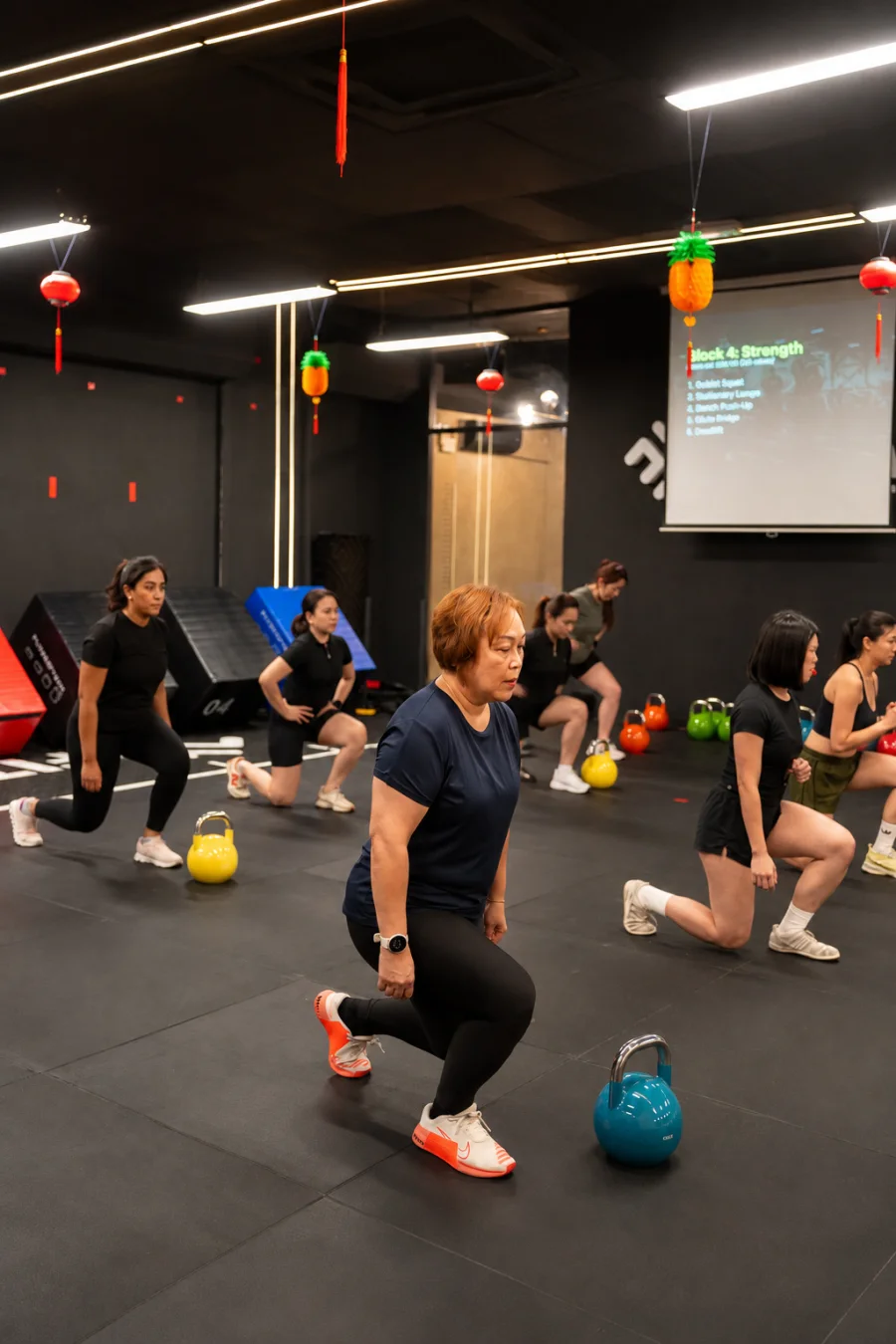 A Fitcom group class in session