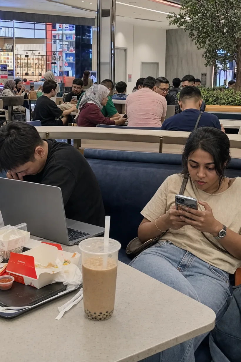A sedentary everyday moment in a Malaysian mall