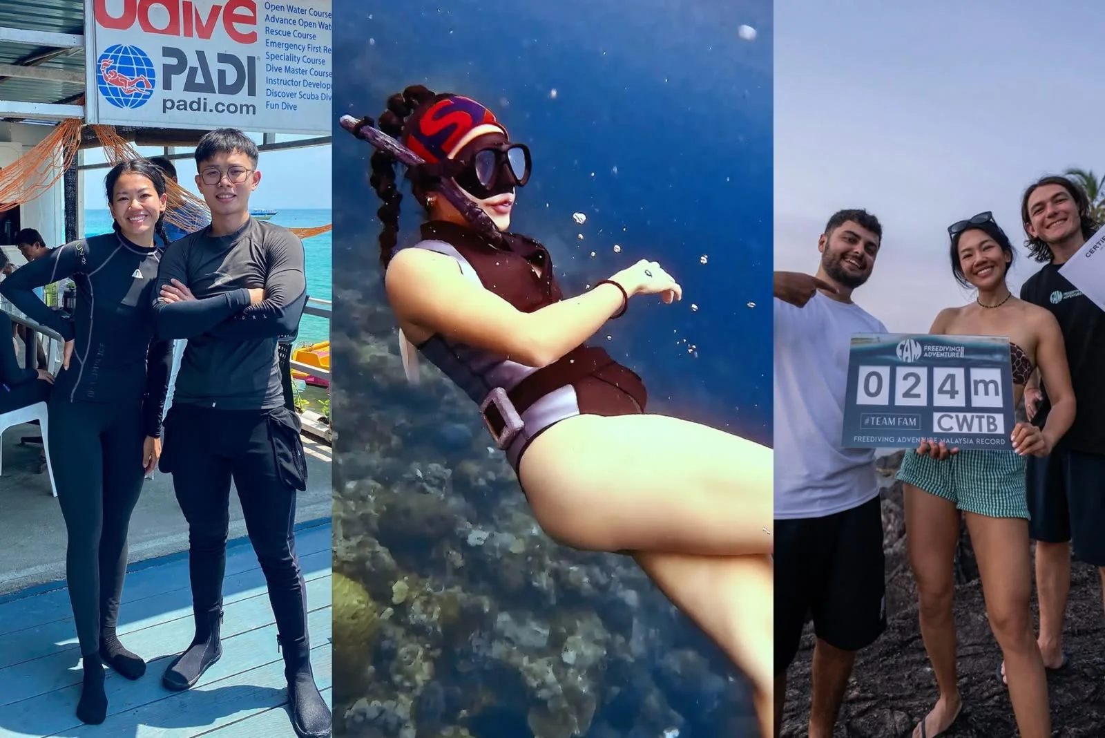Phoebe earning her Open Water Diver and Free Diver licenses